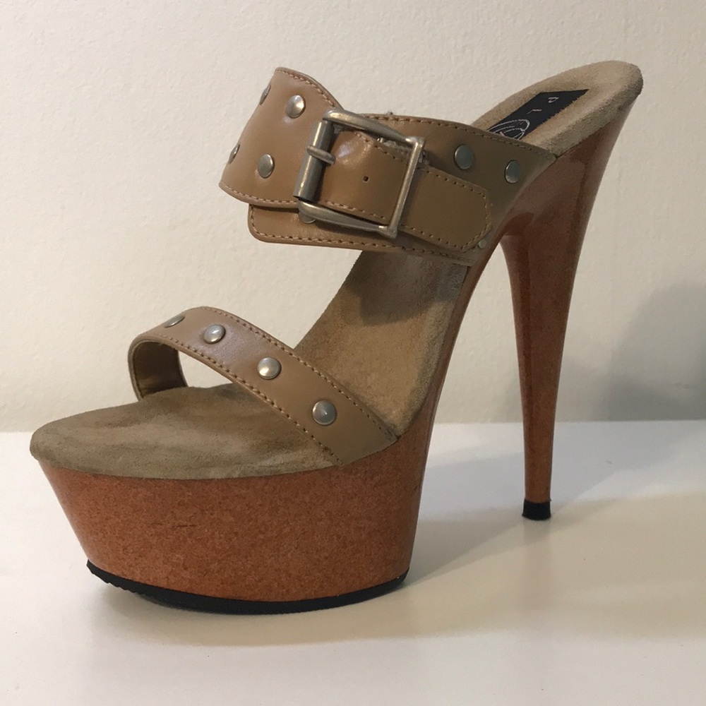 Pleaser Tan and Brown Heels
